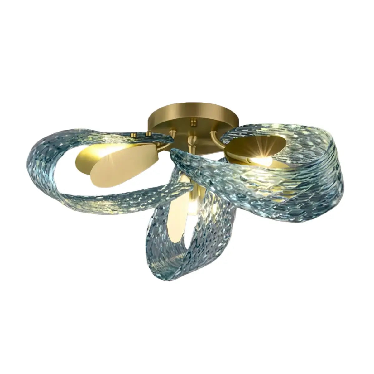 Lustre en verre à plumes de paon