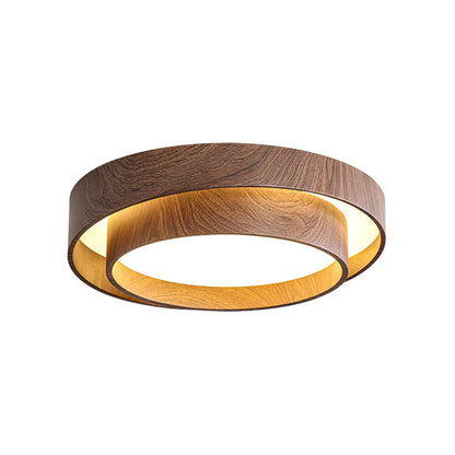 Plafonnier en spirale avec anneau couleur noyer