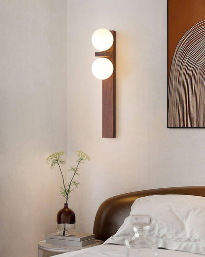Applique murale double globe en bois