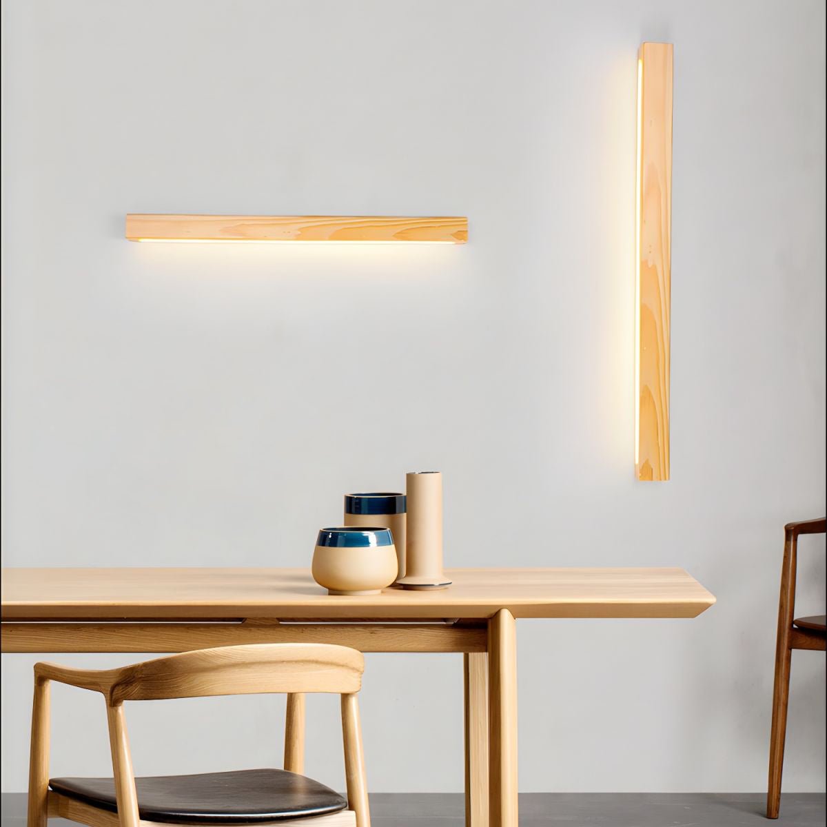 Applique murale linéaire fine en bois