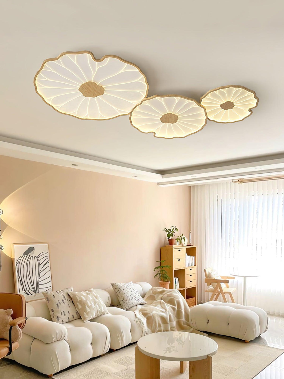 Plafonnier effet grain de bois Waterlily