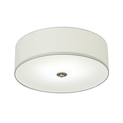 Plafonnier semi-encastré à tambour en lin blanc