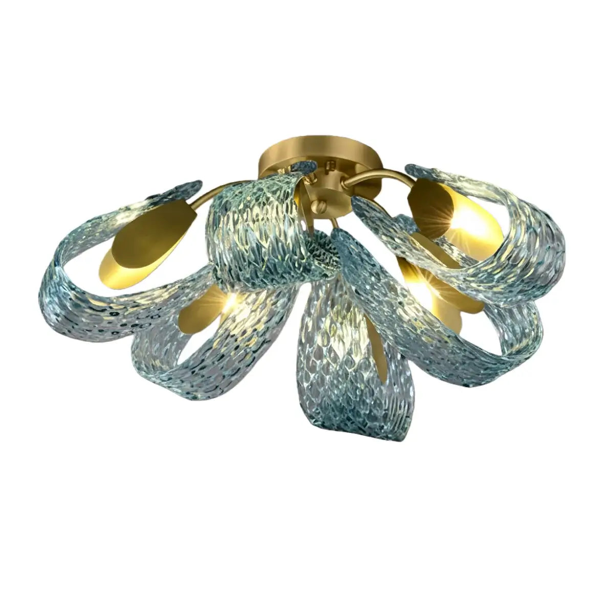 Lustre en verre à plumes de paon