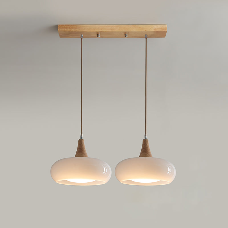 Suspension en bois et verre effet galet