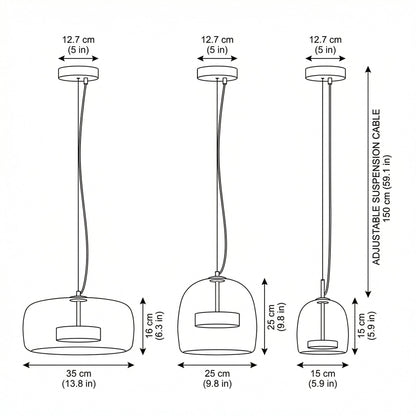 Suspension tambour en verre teinté