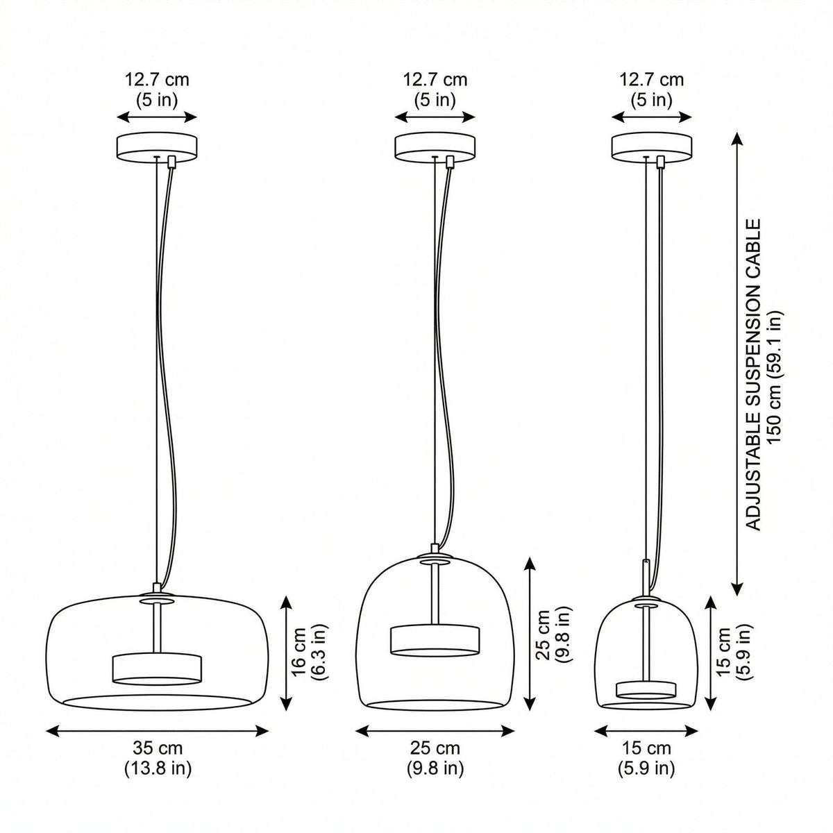 Suspension en verre teinté nordique Lumira