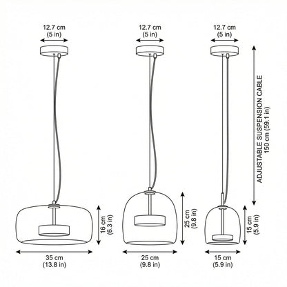 Suspension en verre teinté nordique Lumira