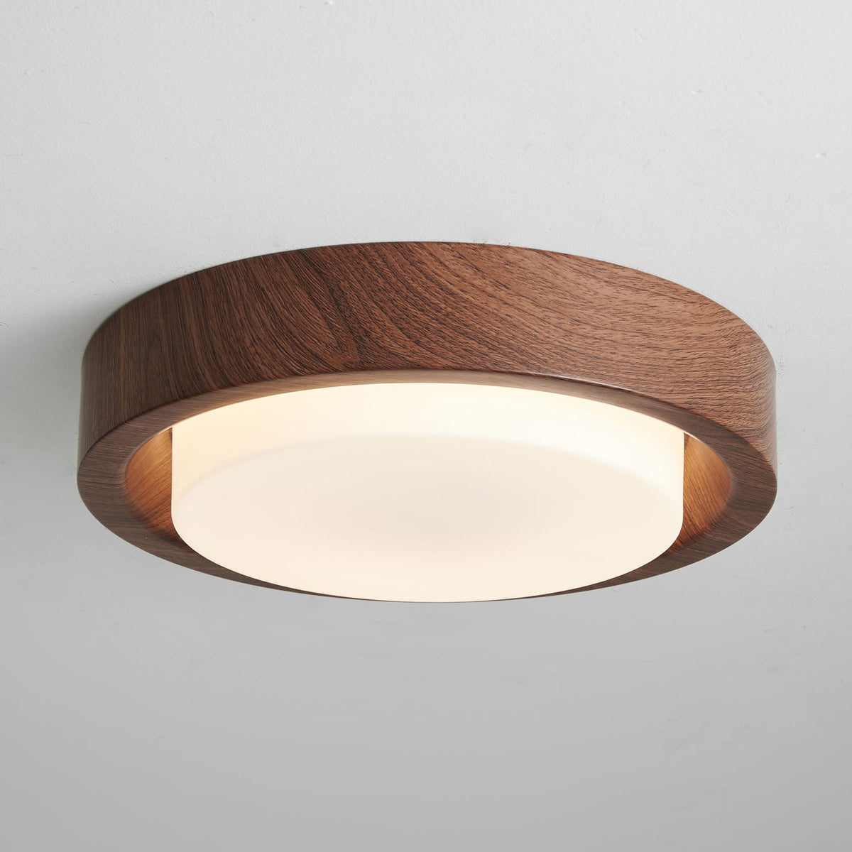 Plafonnier rond en bois et verre