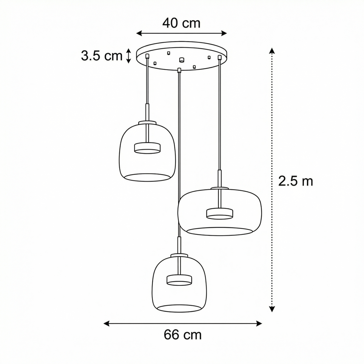 Suspension en verre teinté nordique Lumira