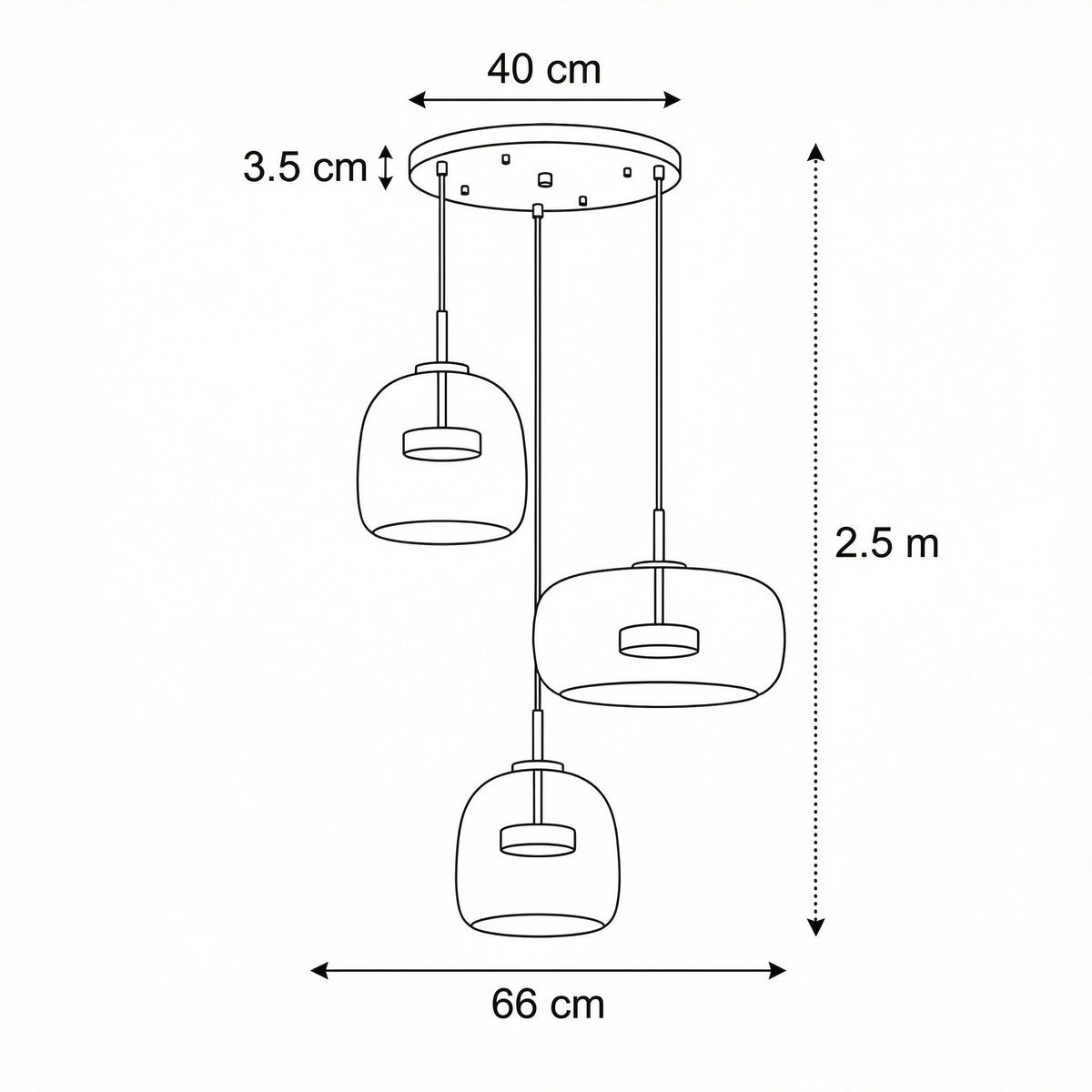 Suspension tambour en verre teinté