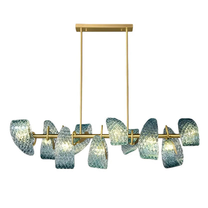 Lustre en verre à plumes de paon