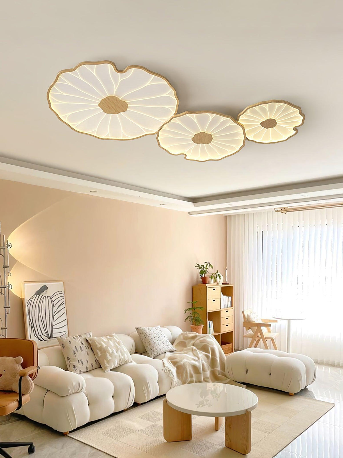 Plafonnier effet grain de bois Waterlily