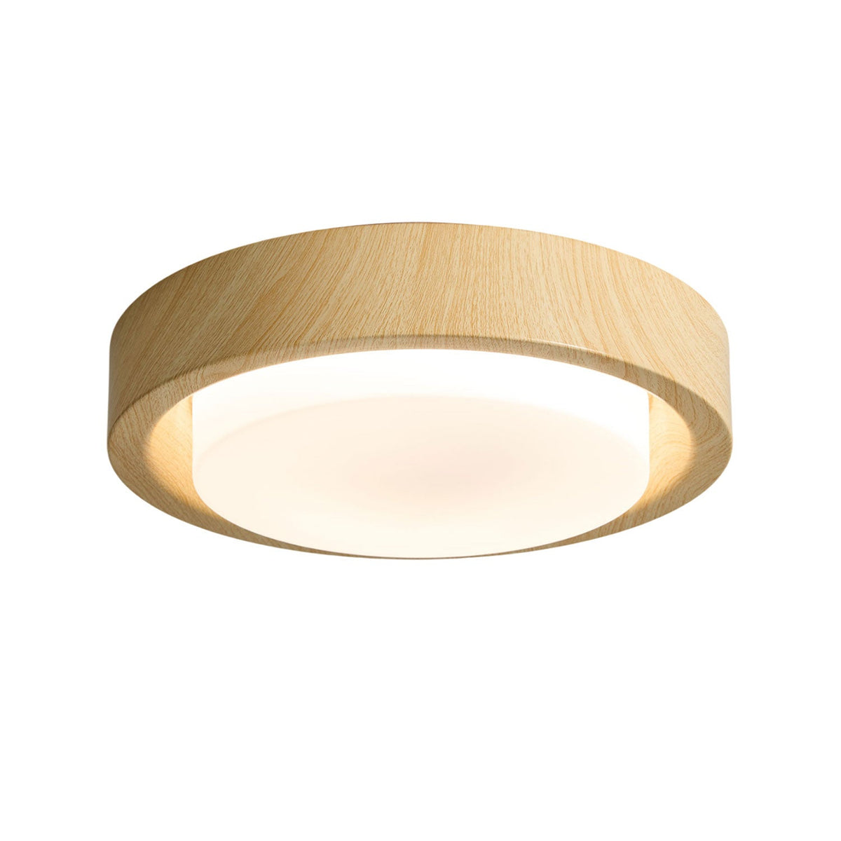 Plafonnier rond en bois et verre