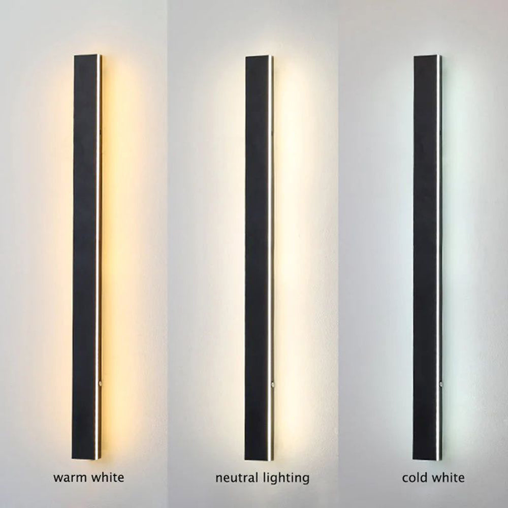 Applique murale extérieure Veldrin minimaliste et fine en métal noir