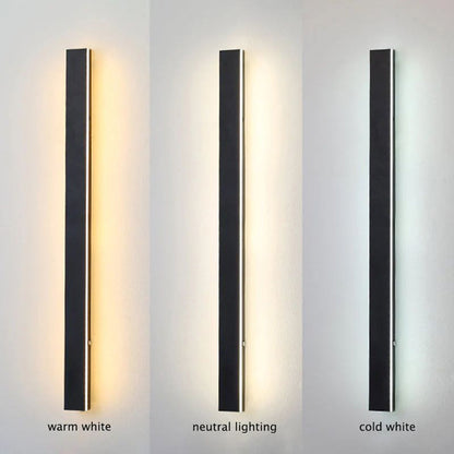 Applique murale extérieure Veldrin minimaliste et fine en métal noir