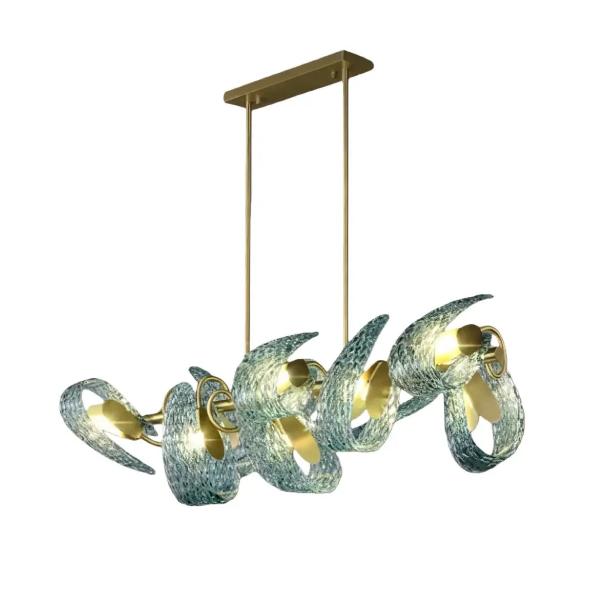 Lustre en verre à plumes de paon