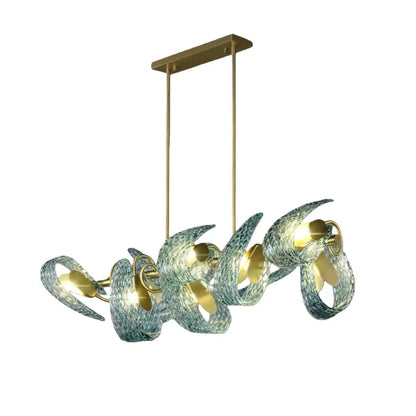 Lustre en verre à plumes de paon