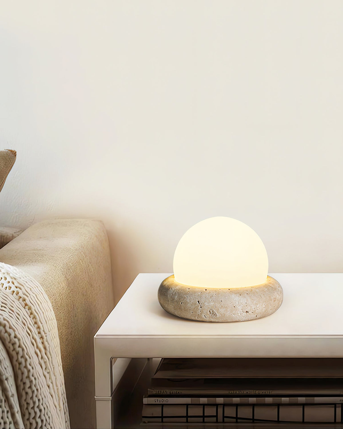 Lampe de table Wabi-Sabi en travertin Orlando