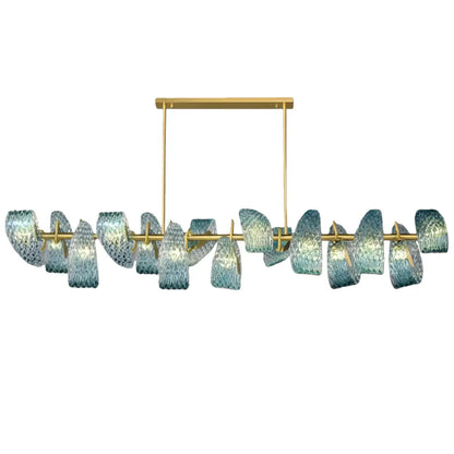 Lustre en verre à plumes de paon
