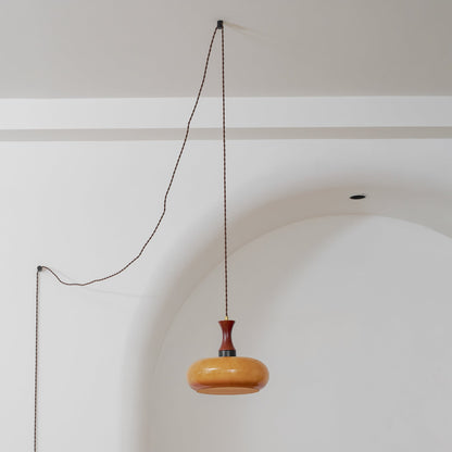 Suspension à brancher en verre ambré