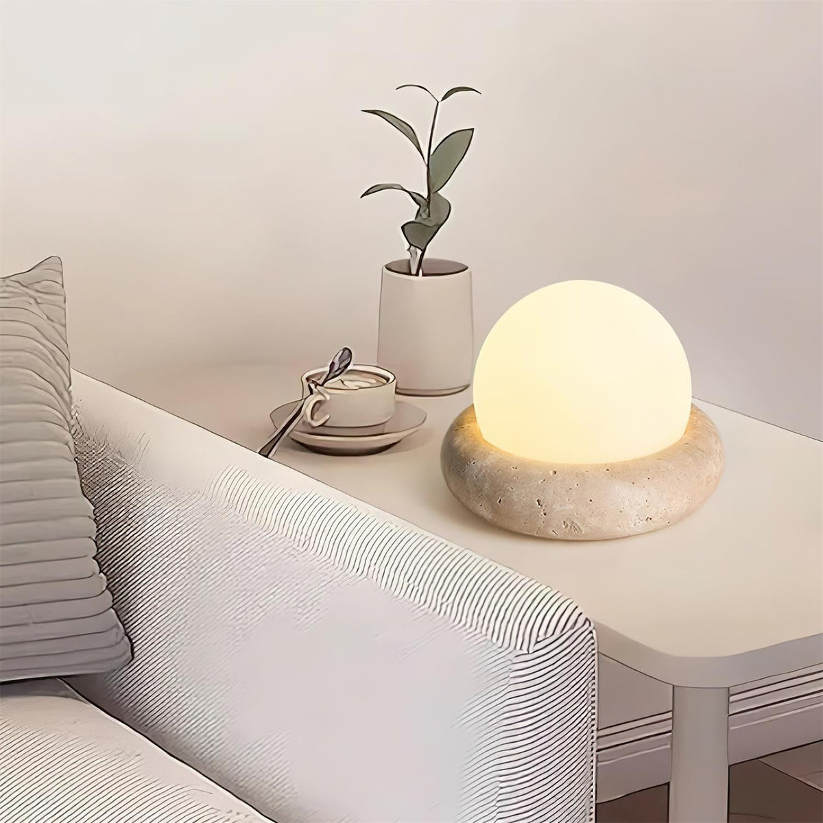 Lampe de table Wabi-Sabi en travertin Orlando