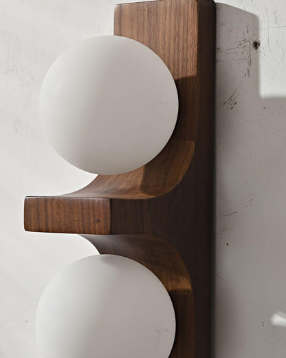Applique murale double globe en bois