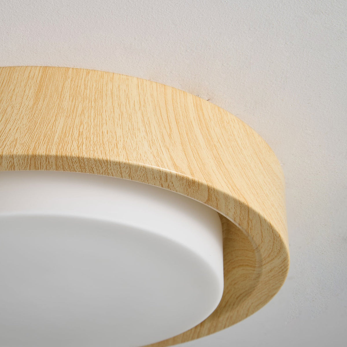 Plafonnier rond en bois et verre