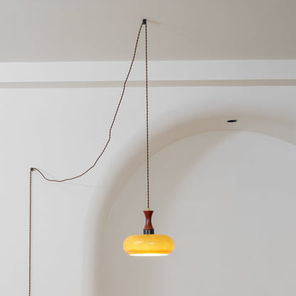 Suspension à brancher en verre ambré