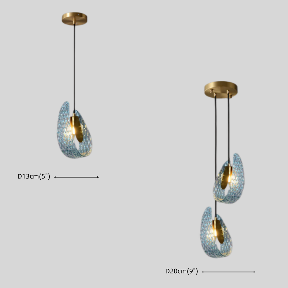 Lustre en verre à plumes de paon