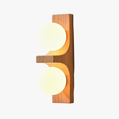 Applique murale double globe en bois