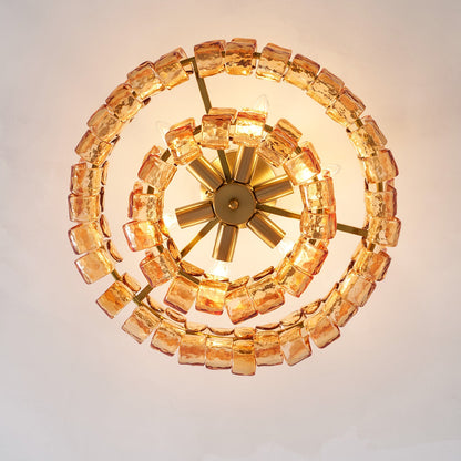 Plafonnier en verre givré à niveaux