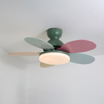 Ventilateur de plafond en bois à pales en forme de fleur