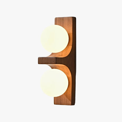 Applique murale double globe en bois