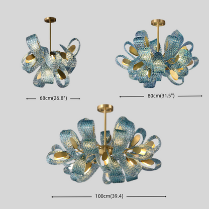Lustre en verre à plumes de paon