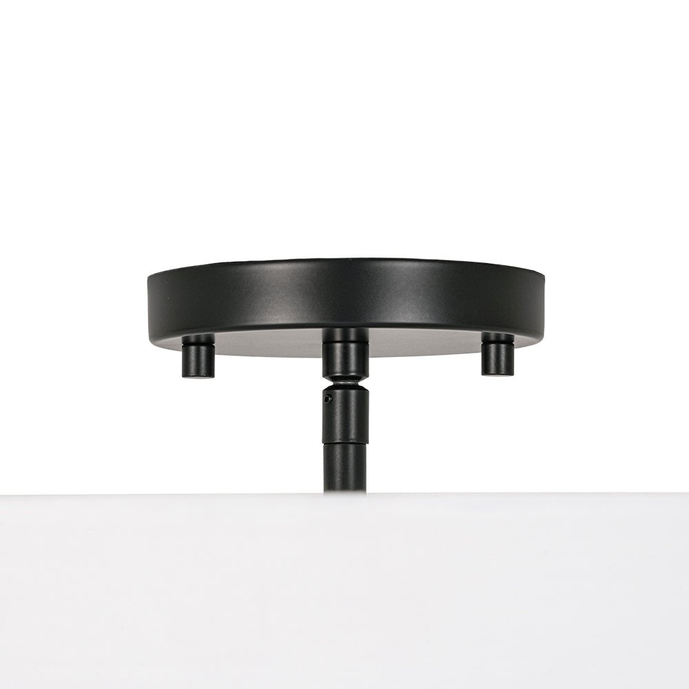 Plafonnier semi-encastré à tambour en lin blanc