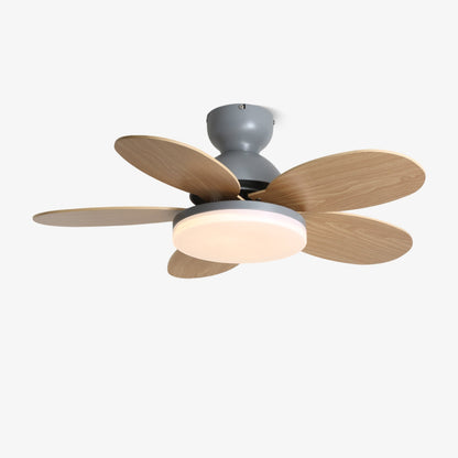 Ventilateur de plafond en bois à pales en forme de fleur