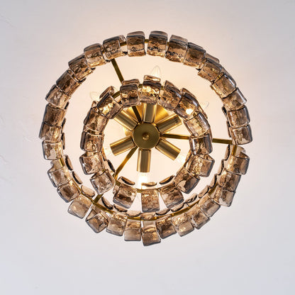 Plafonnier en verre givré à niveaux