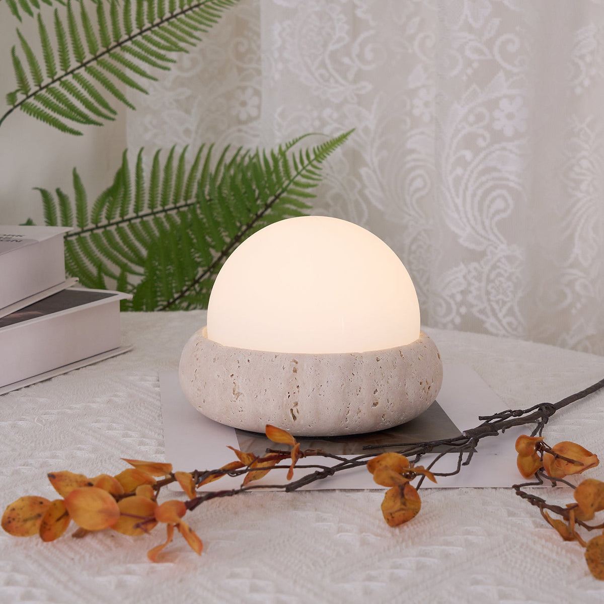 Lampe de table Wabi-Sabi en travertin Orlando