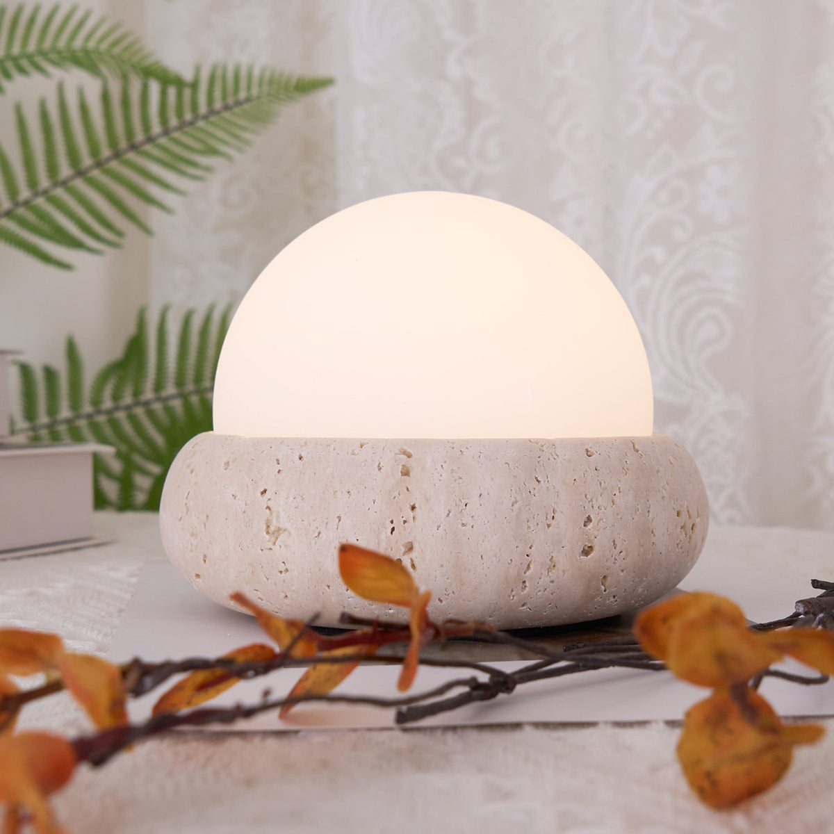 Lampe de table Wabi-Sabi en travertin Orlando