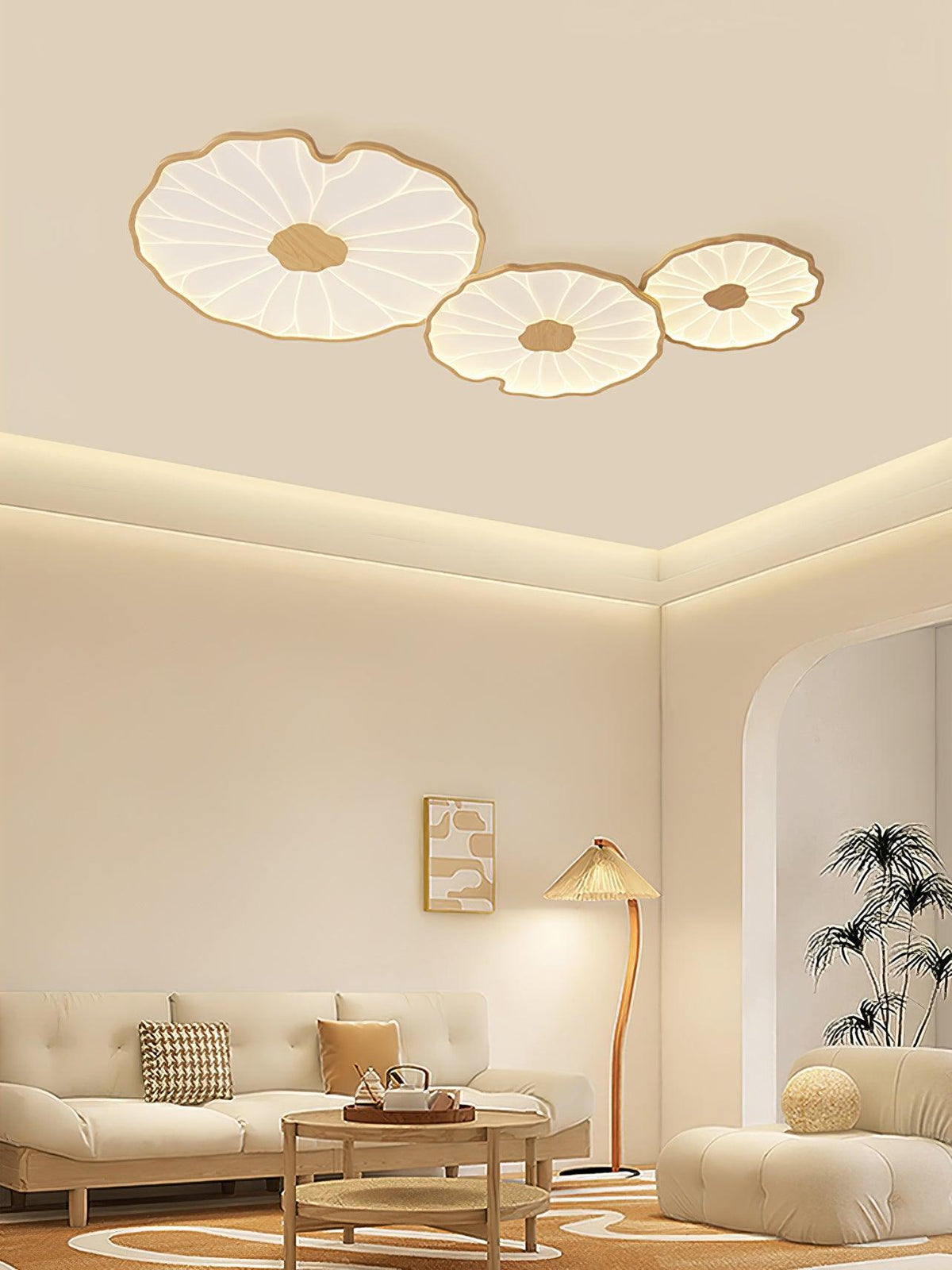 Plafonnier effet grain de bois Waterlily