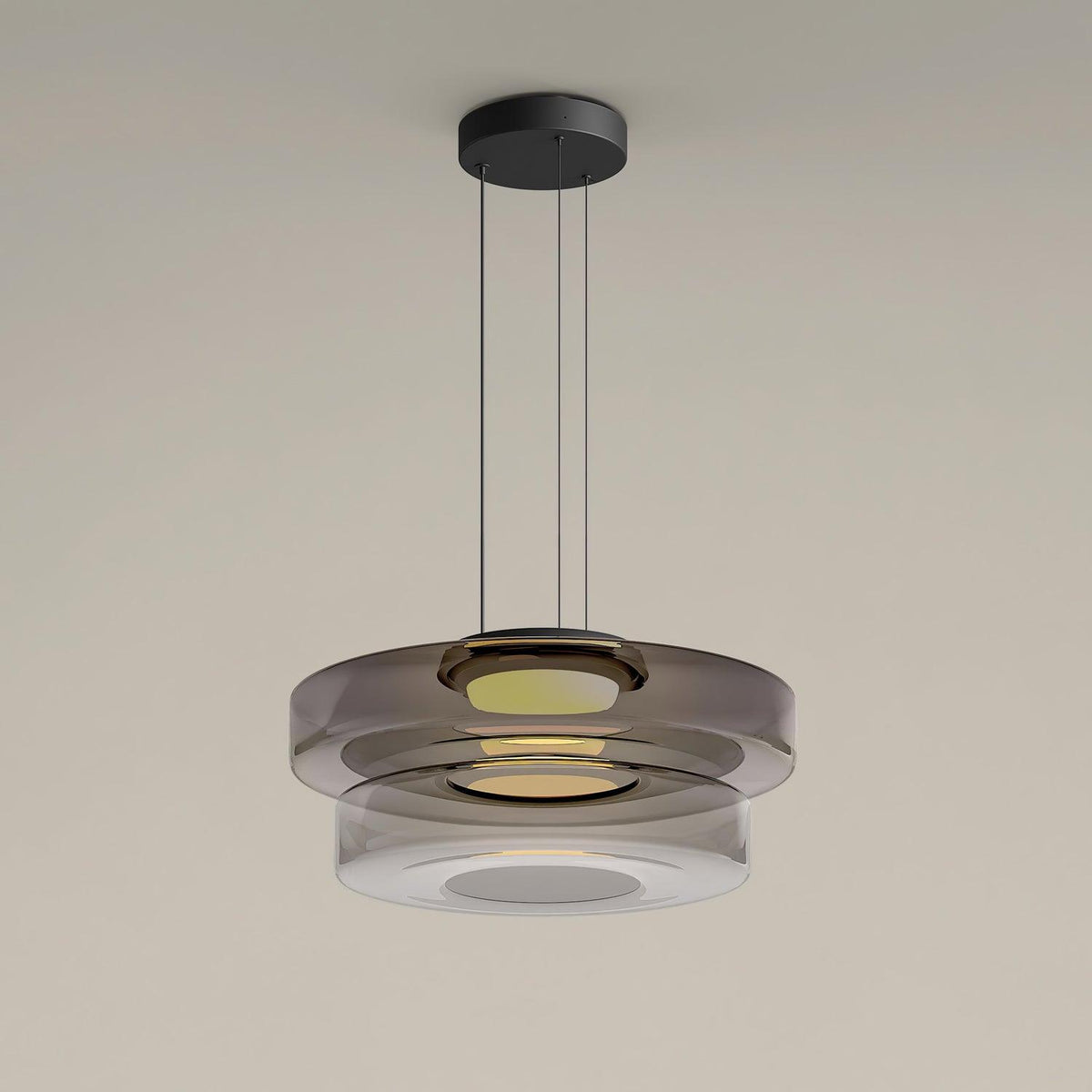 Suspension à disques en verre superposés