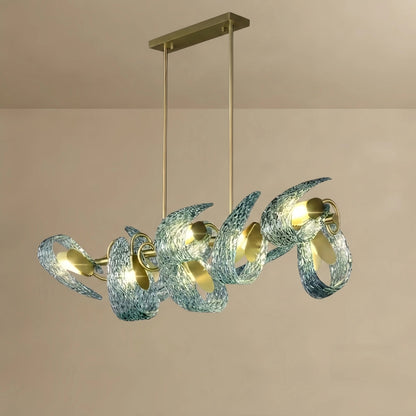Lustre en verre à plumes de paon
