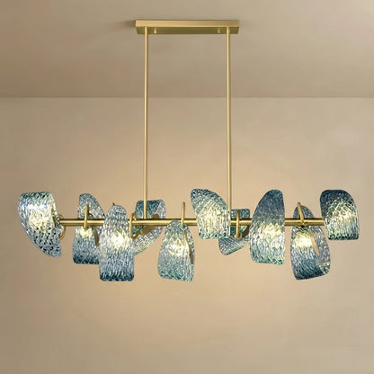 Lustre en verre à plumes de paon