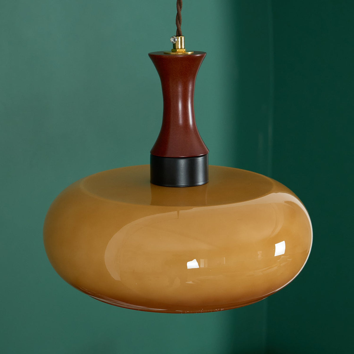 Suspension à brancher en verre ambré