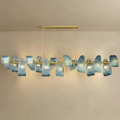 Lustre en verre à plumes de paon