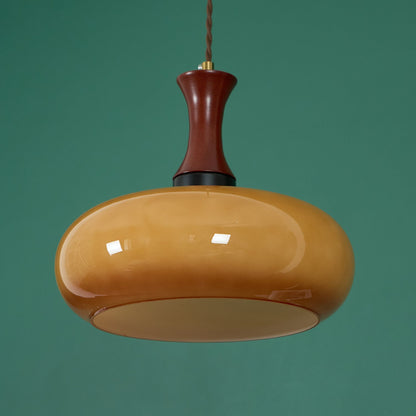 Suspension à brancher en verre ambré