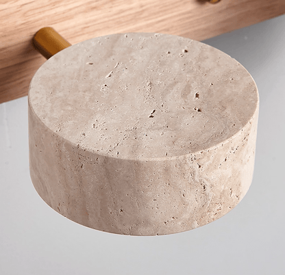 Applique murale pour meuble-lavabo en travertin et bois