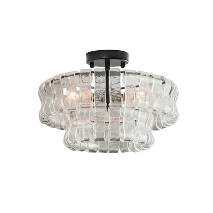 Plafonnier en verre givré à niveaux