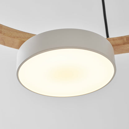 Lustre rond en bois avec oiseaux