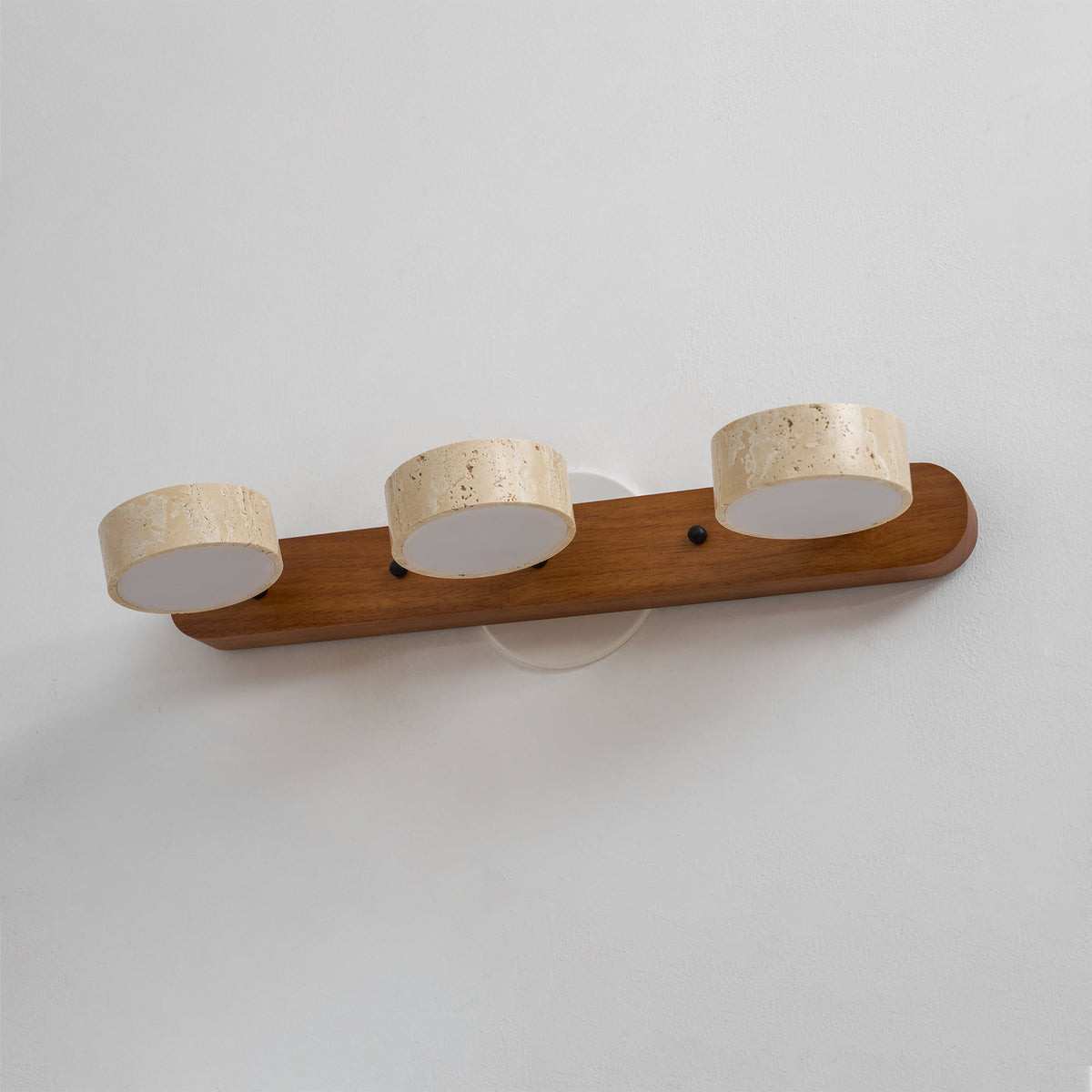 Applique murale pour meuble-lavabo en travertin et bois